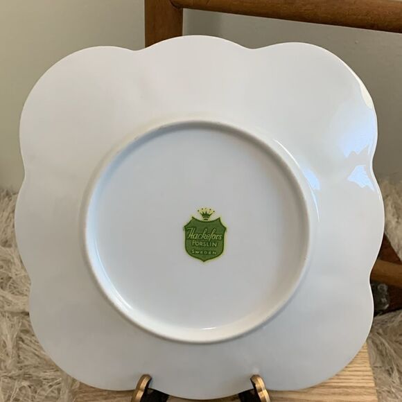 Vintage Hackefors Sweden Porslin Square Scalloped Fruit Design Plate - Picture 9 of 17